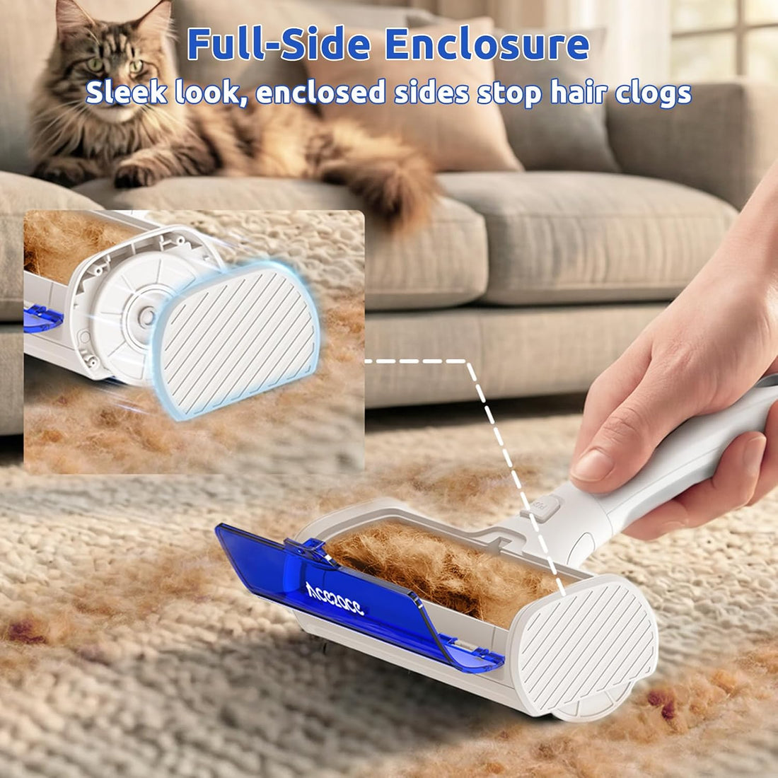 ACE2ACE Pet Hair Remover, Reusable Lint Roller with Translucent Bin