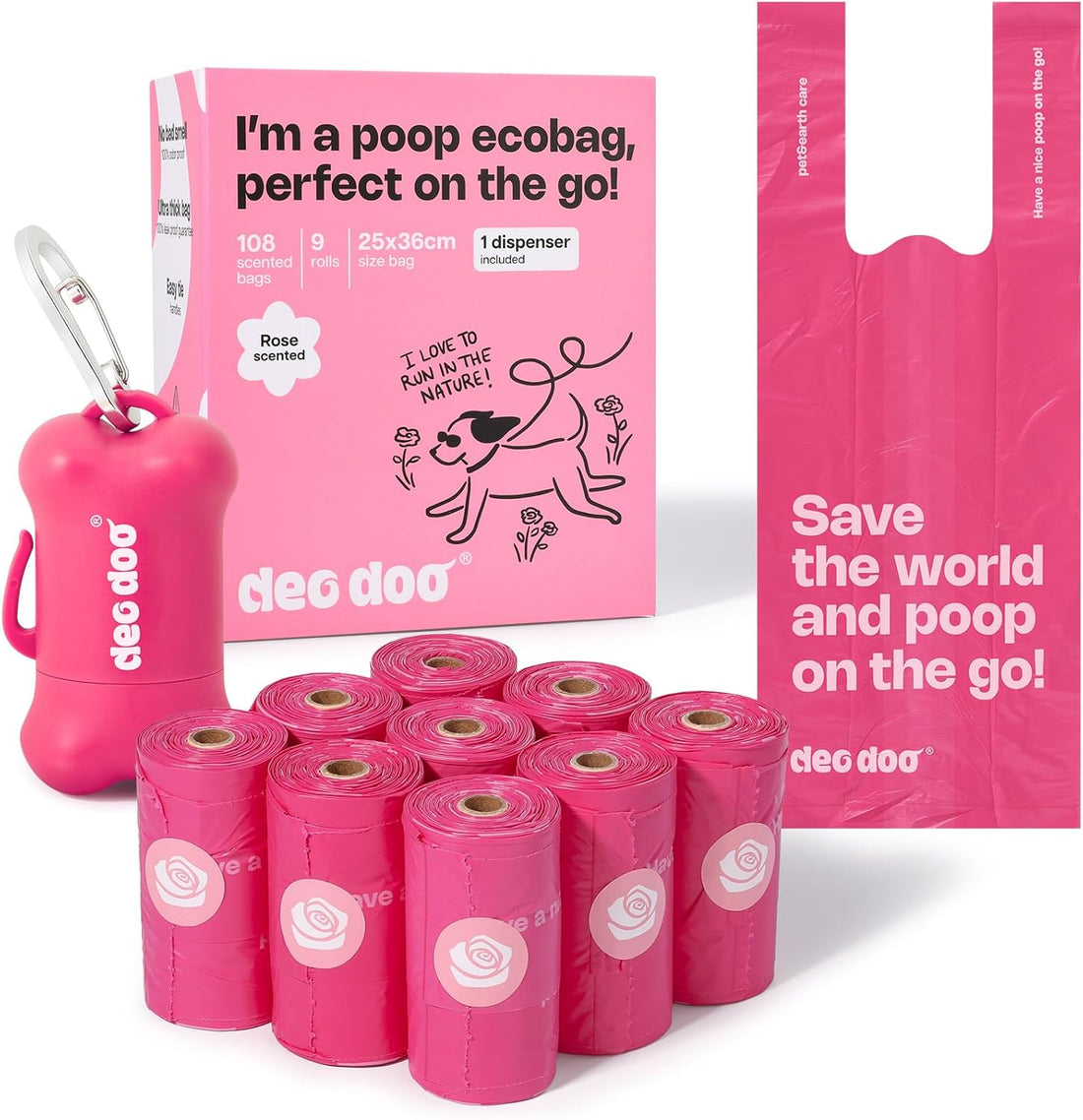 Dog Poop Bags with Handles & Holder, 108 Count, Lavender Scented