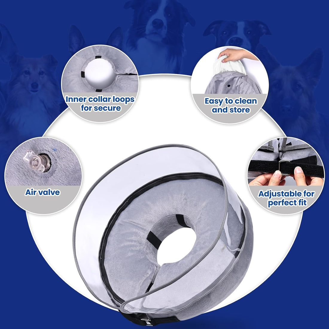 BARKLESS Inflatable Dog Cone for Large Dog to Stop Licking with Soft