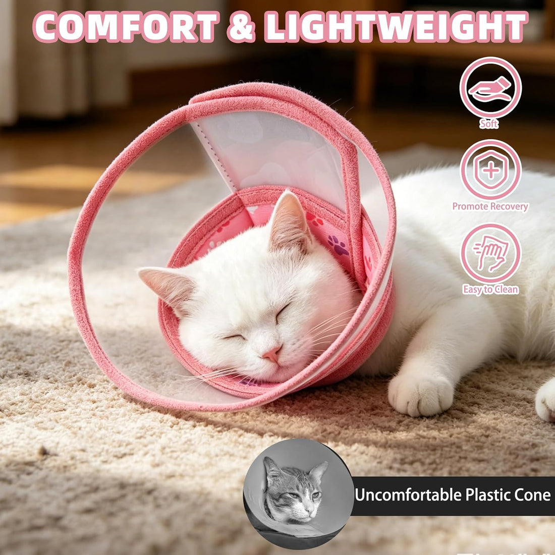 PUPTECK Cat Cone Collar Soft for Neck