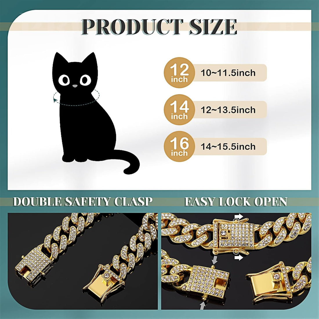 Xuniea 2 Pcs Pet Collar Set, Chain and Sunglasses