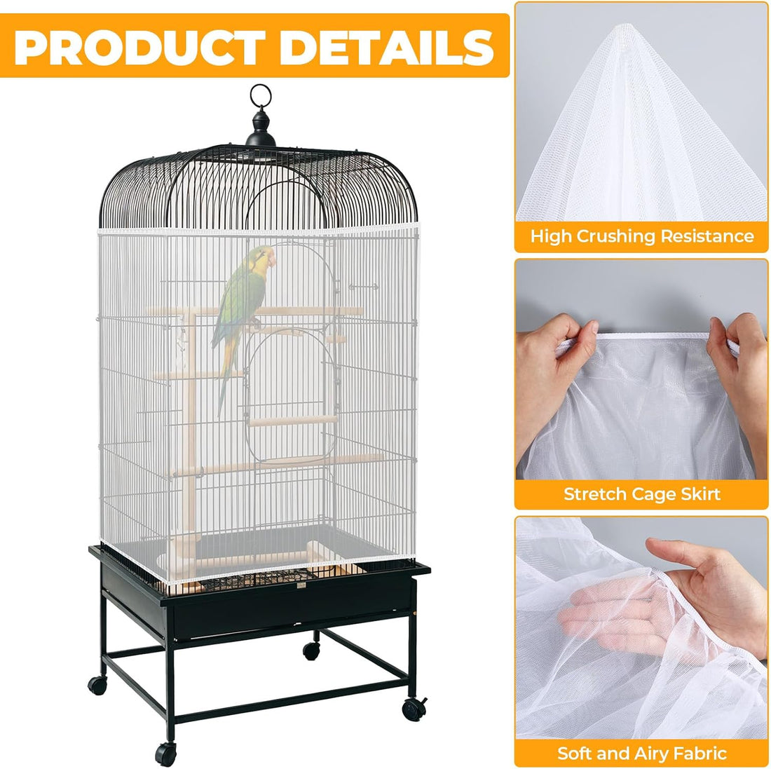 Large Bird Cage Seed Catcher Universal Bird Cages Net Cover