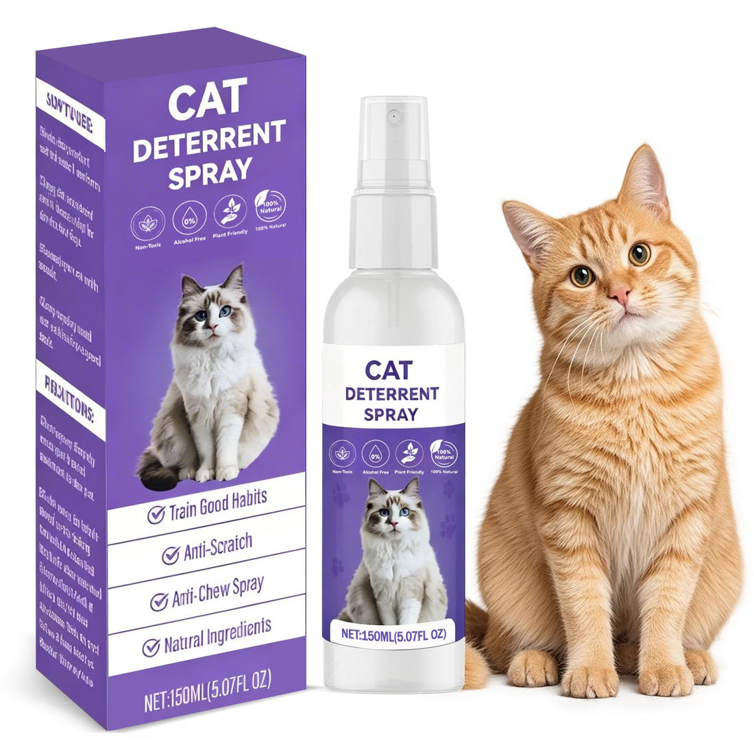 Bitter Apple Spray for Cats, Cat Deterrent Spray for Scratching