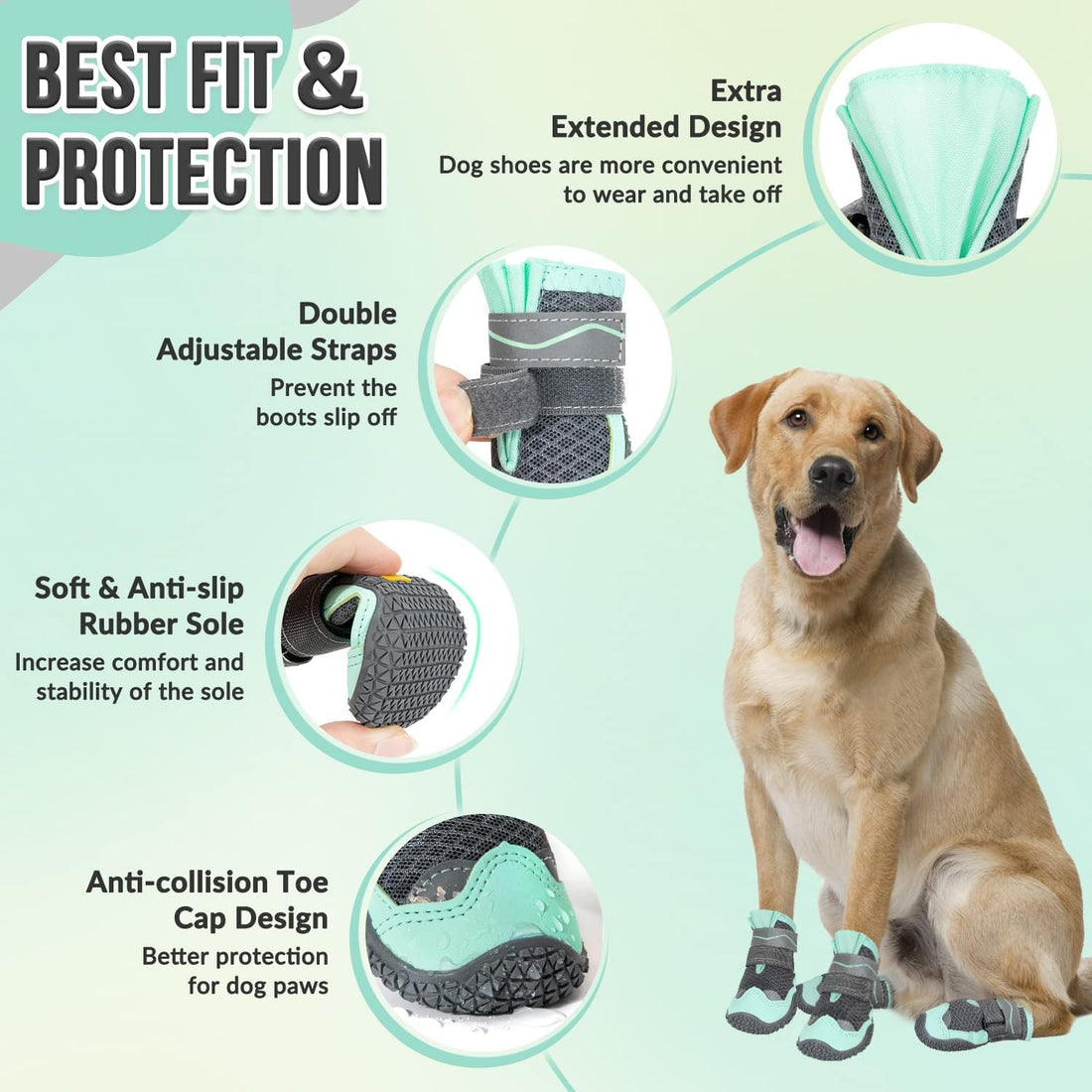 SlowTon Dog Shoes for Large Small Medium Dogs - Breathable Dog Boots