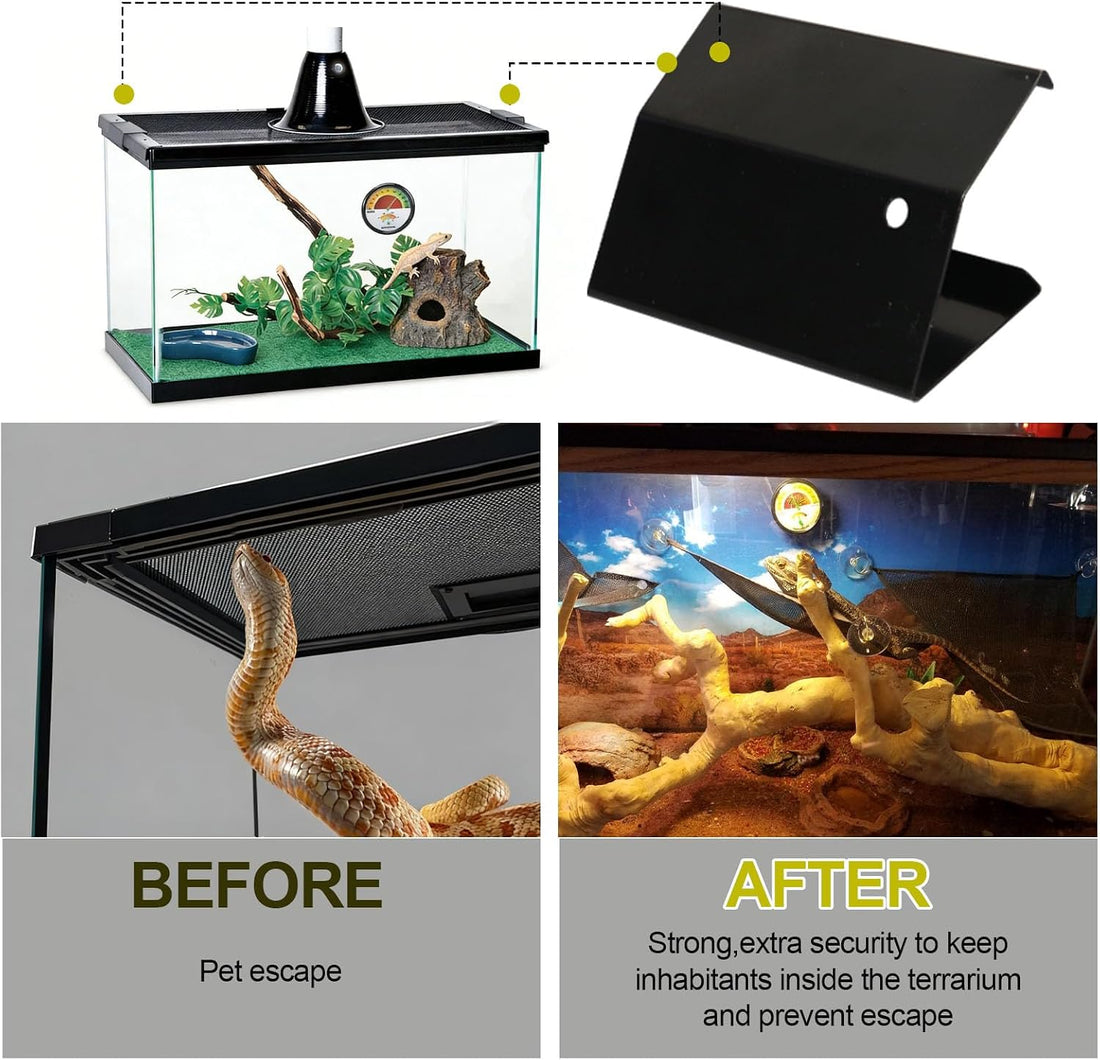 4 Pack Reptile Terrarium Covers Heavy Duty Screen Clips for Zilla