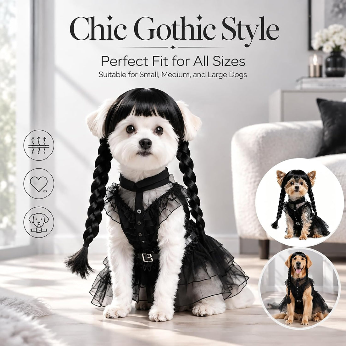 3pcs Halloween Dog Costumes for Medium Dogs Funny Set AN002M