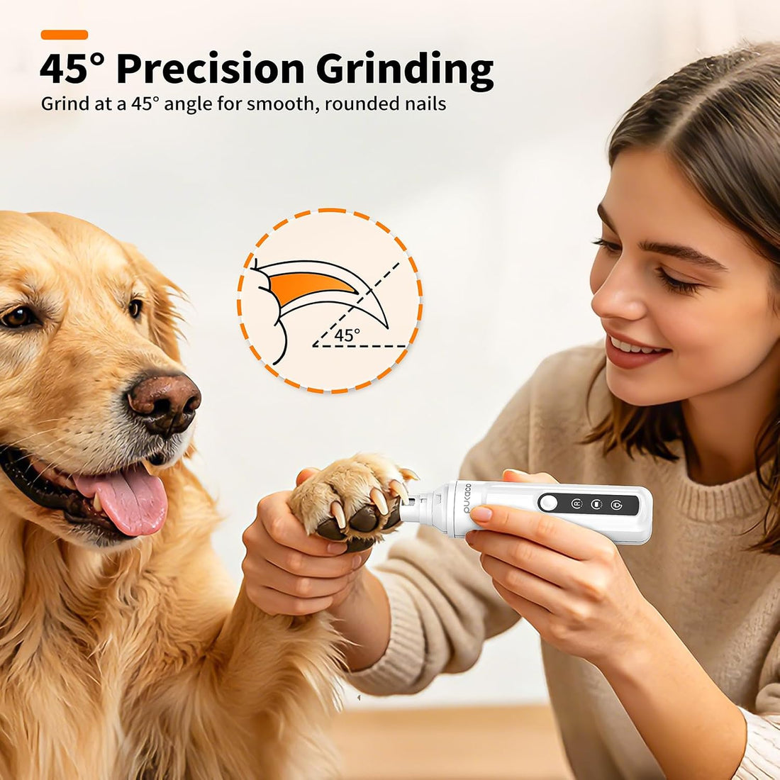 Dog Nail Grinder Quiet with LED Light Electric Cat Nail Trimmer
