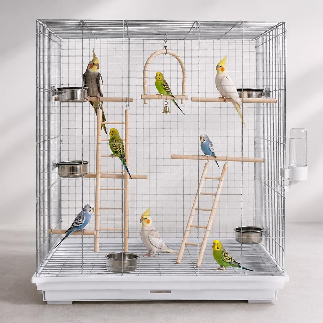 3 Pcs Natural Wooden Bird Cage Ladder Set 6 Step/7 Step/8 Step