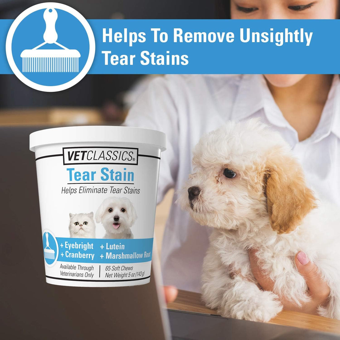 Vet Classics Tear Stain Supplements for Dogs & Cats – 65 Ct