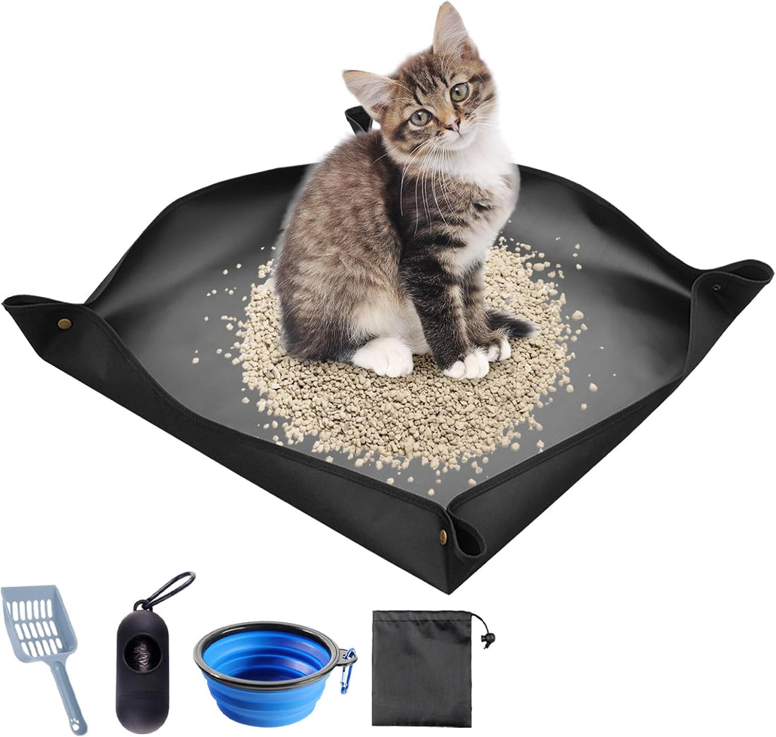 BNOSDM Foldable Travel Litter Box Set for Cat 5 PCS Portable Low Entry