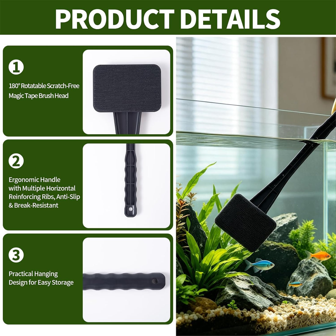 Aquarium Algae Scraper Fish Tank Glass Scrubber Brush Tank Cleaning
