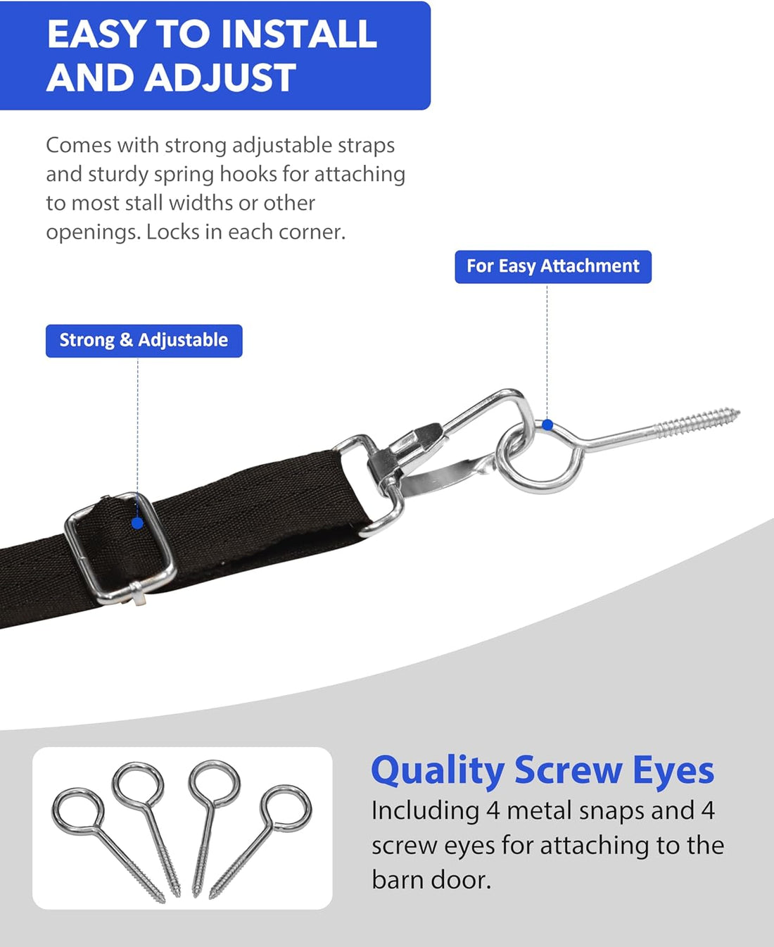 Harrison Howard 27'' x 19'' Stall Guard for Horses, Screw Eyes
