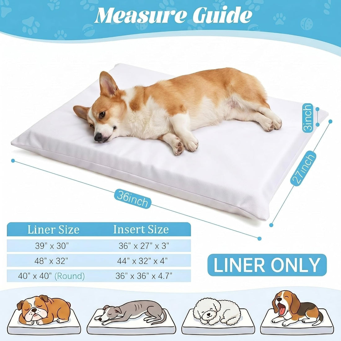 2 Pack Waterproof Dog Bed Liner,Square