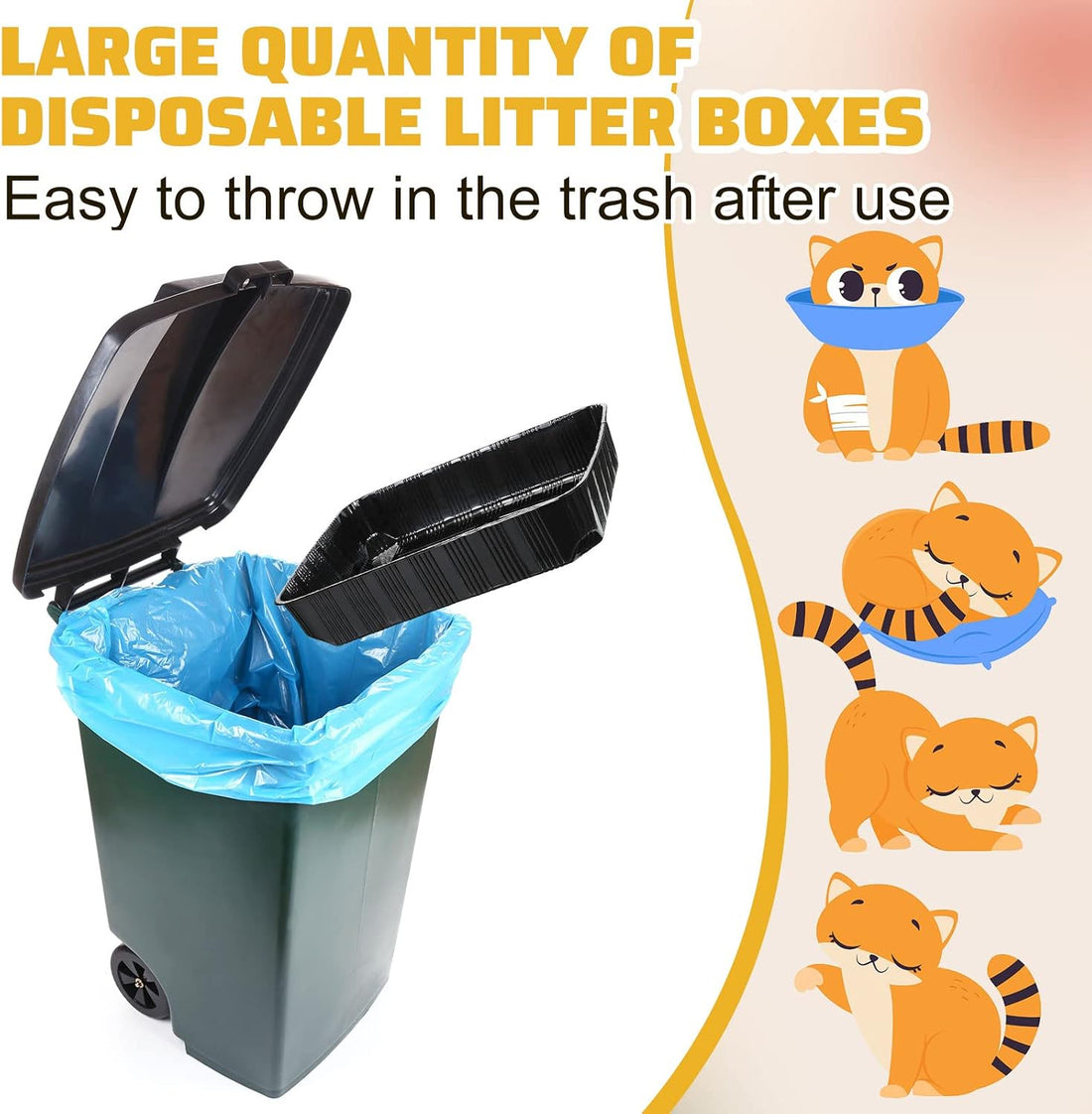 Zubebe 50 Pack Disposable Cat Litter Box for Cats