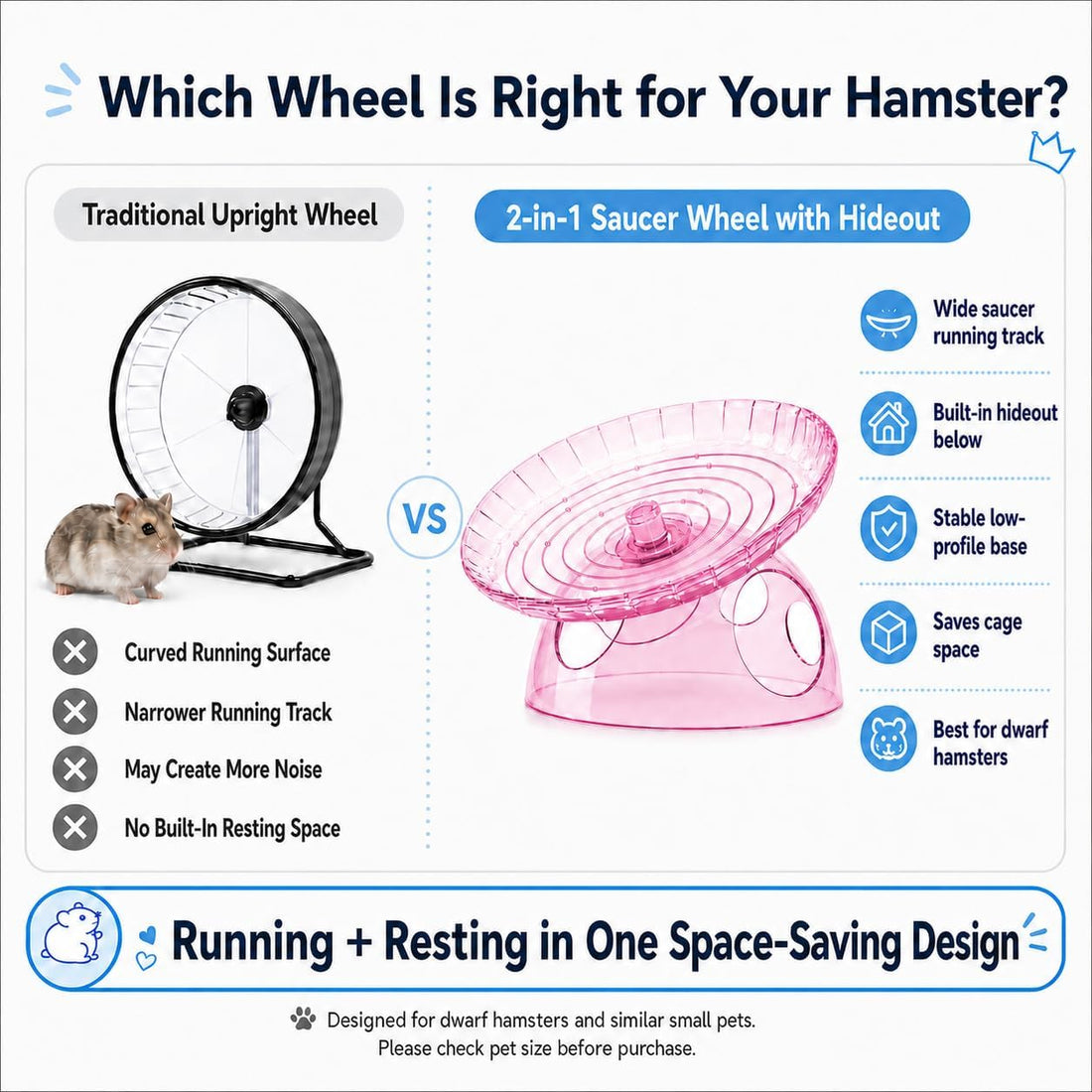 Silent Small Hamster Wheel with Hideout
