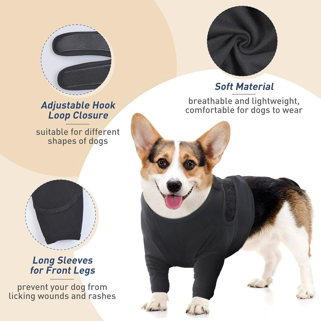 IDOMIK Dog Recovery Suit for Front Legs,Dog Recovery Sleeve Elbow