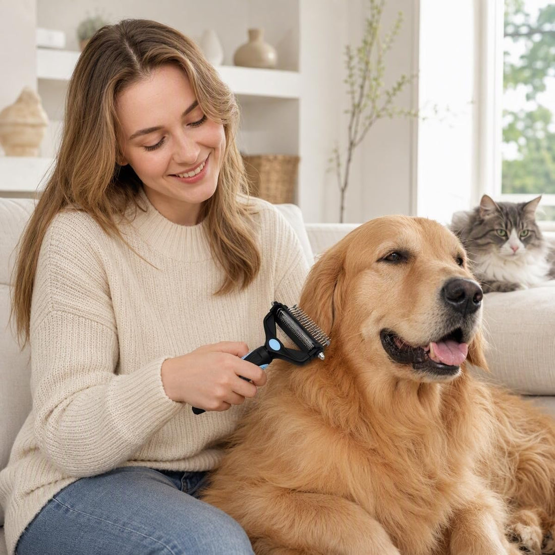 3-in-1 Pet Grooming Tool Dematting Comb Undercoat Rake Deshedding