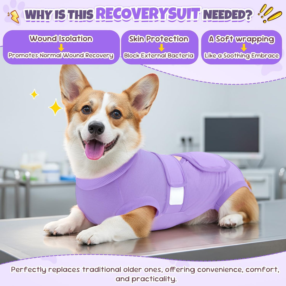 Lukovee Recovery Suit for Dogs, Female Male Spay Neuter Surgery Onesie