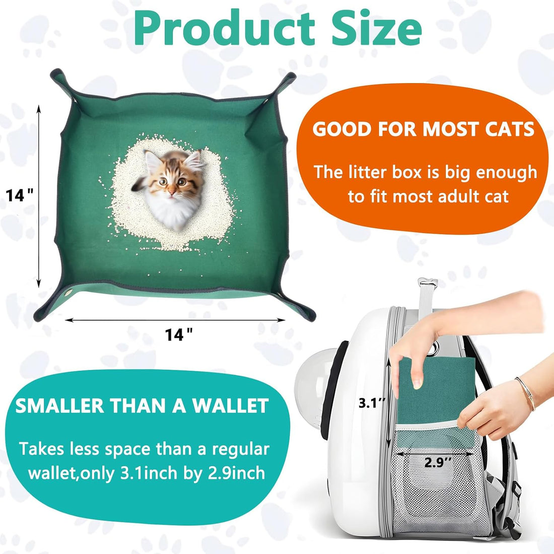 BNOSDM Foldable Travel Litter Box Set for Cat 5 PCS Portable Low Entry