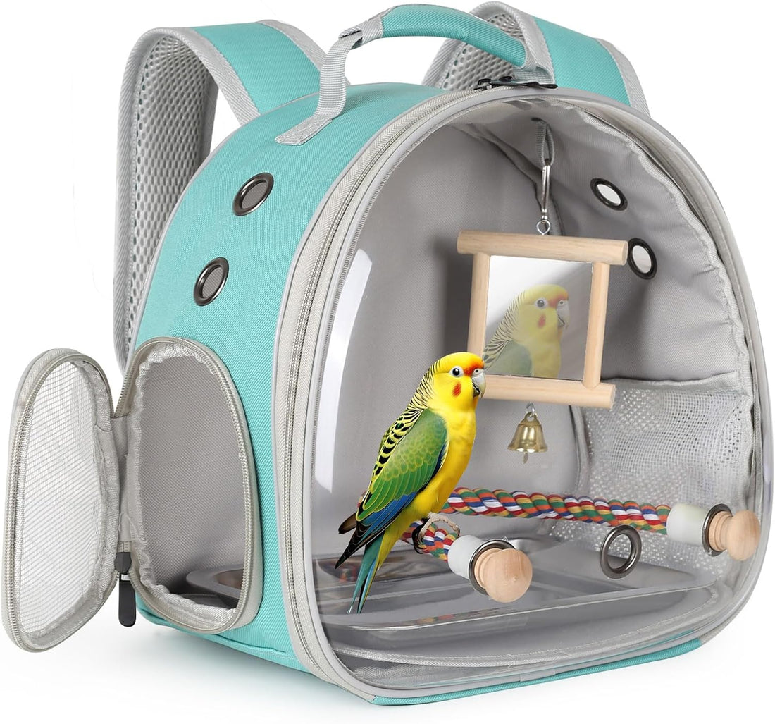 Portable Parrot Travel Cage Carrier with Small Swing Toy&Cage
