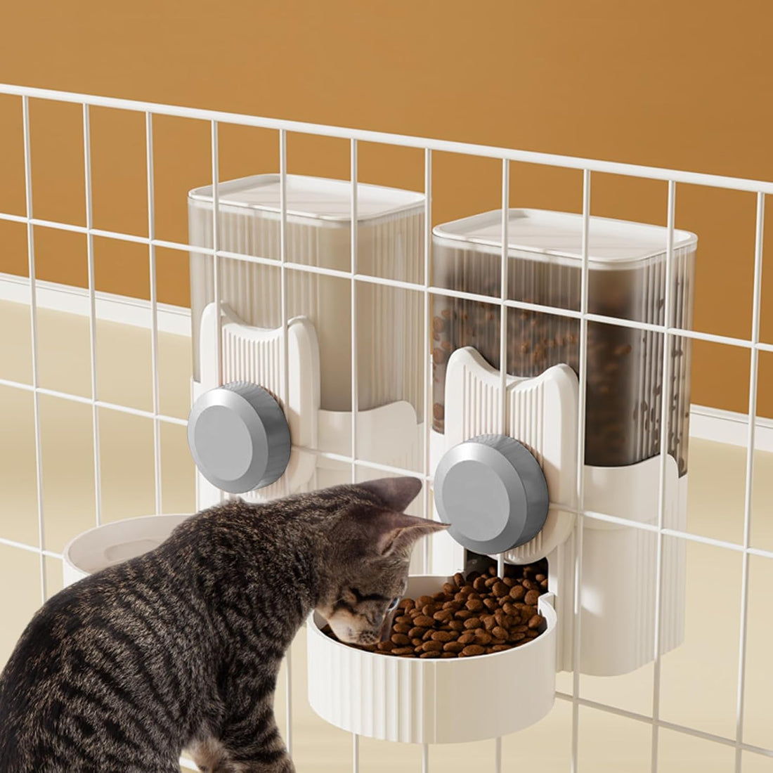 Hanging Cage Auto Pet Food Bowl Water Bottle Dispenser, 1L