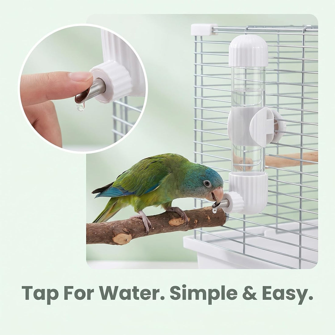 7.4 Fl Oz No Mess Bird Water Feeder, Auto Parrot Cage Water Dispenser