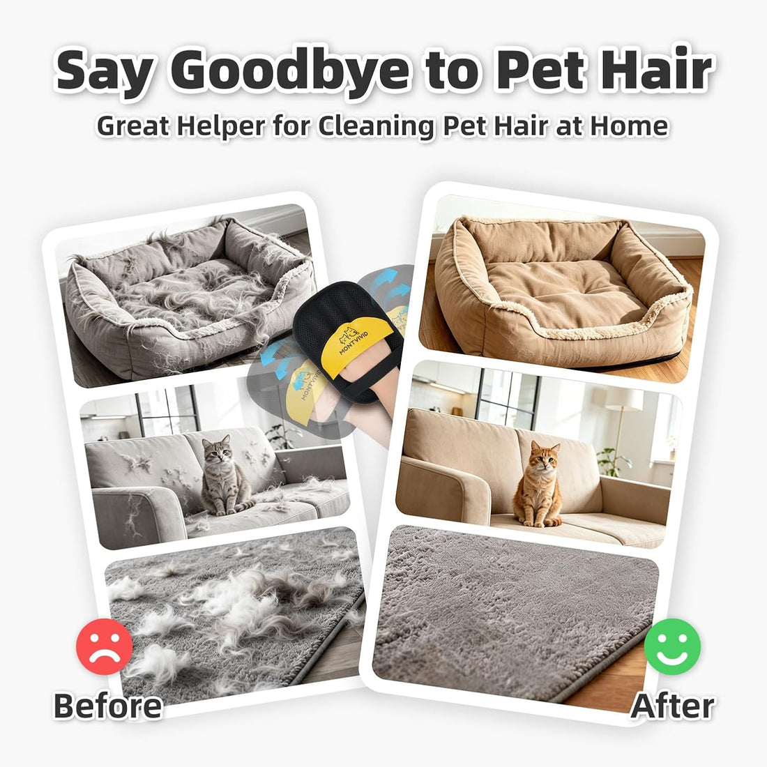 Montvivid Pet Hair Removal Glove,Newly Upgraded Reusable