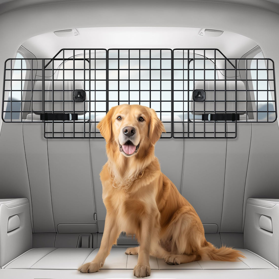 rabbitgoo Dog Car Barrier for SUVs, Adjustable Large Pet Gate