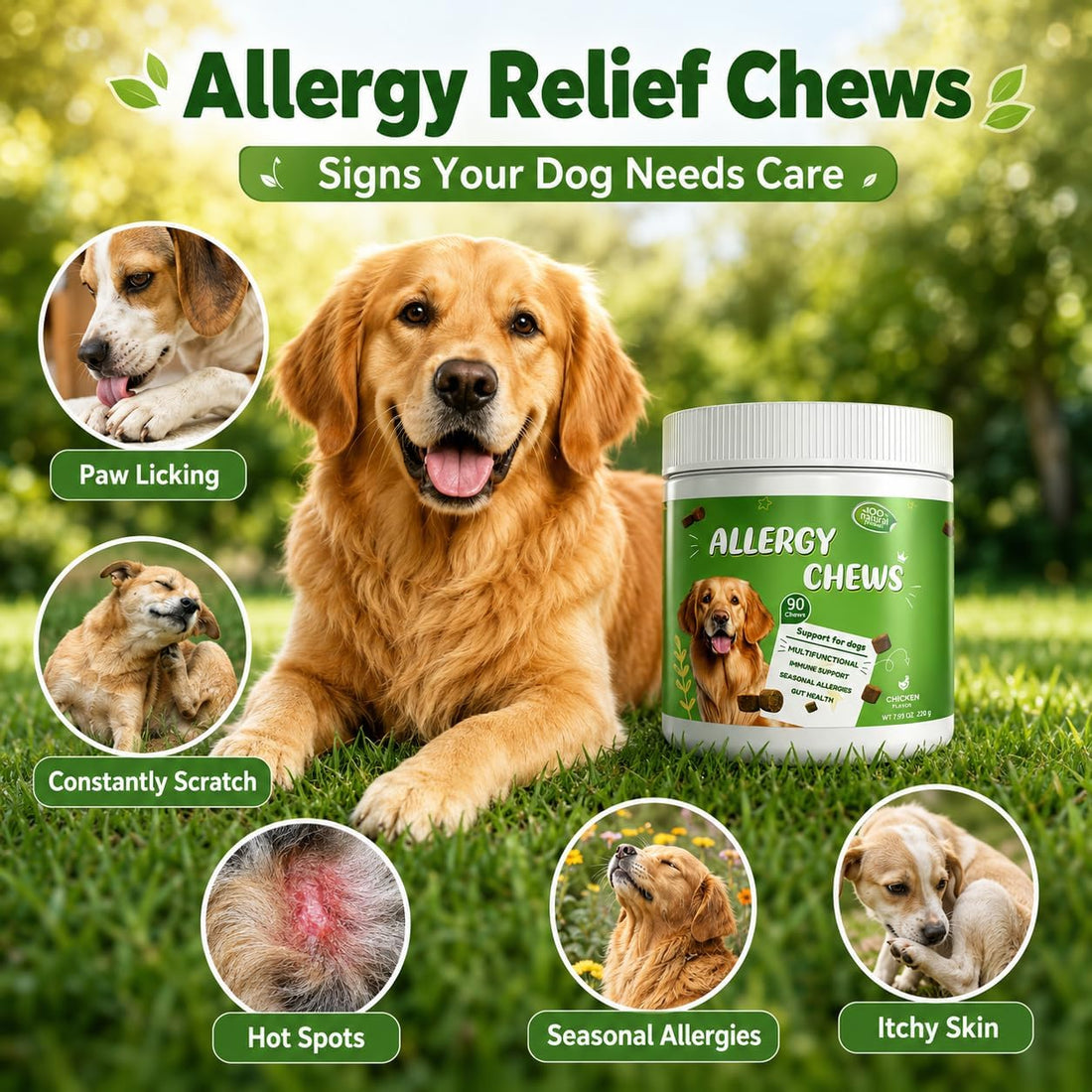 Organnact Dog Allergy Chews Itch Relief Probiotics