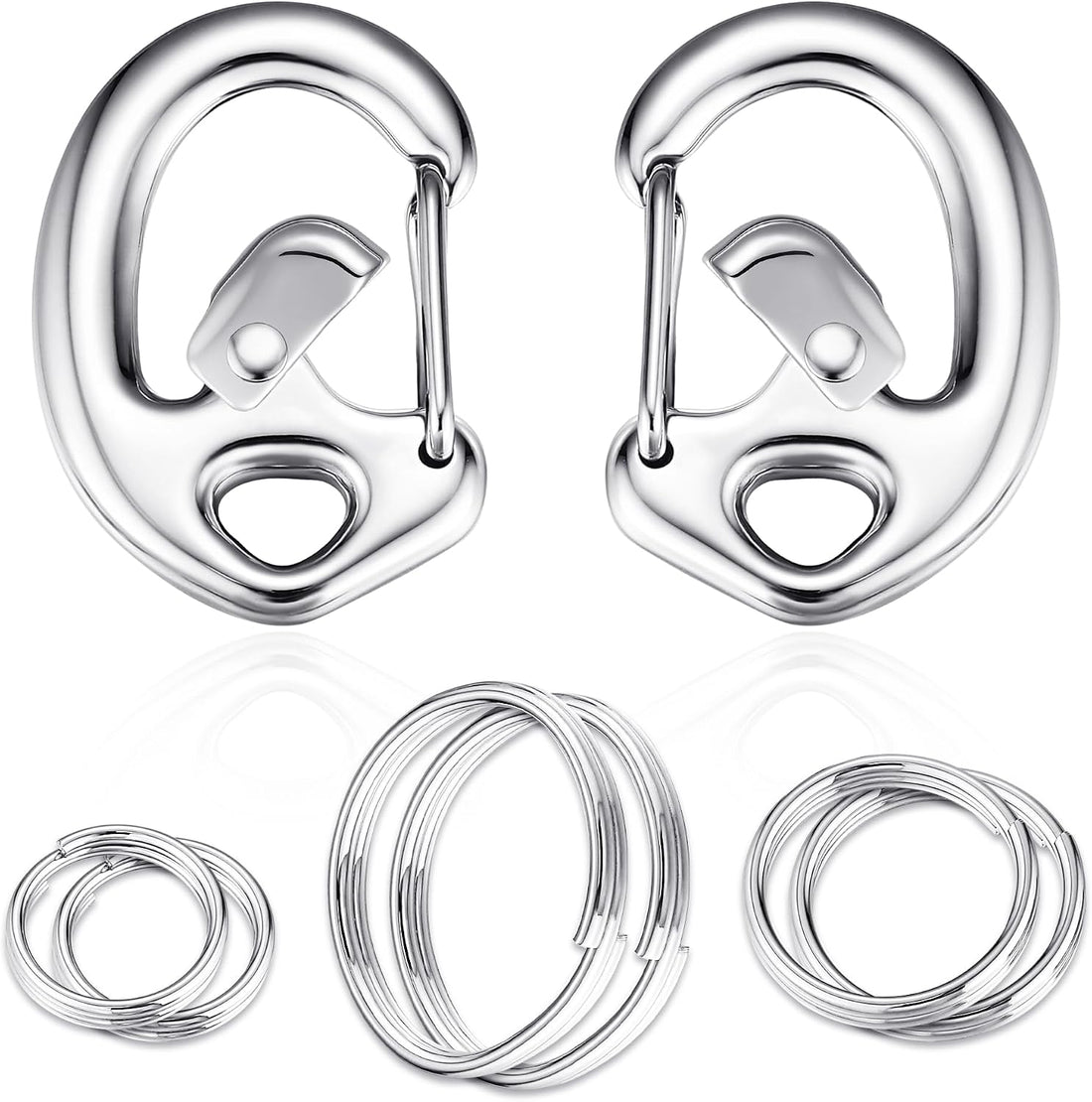 Stainless Steel Pet Collar Tag Clip, Contour Carabiner- 2 Sets