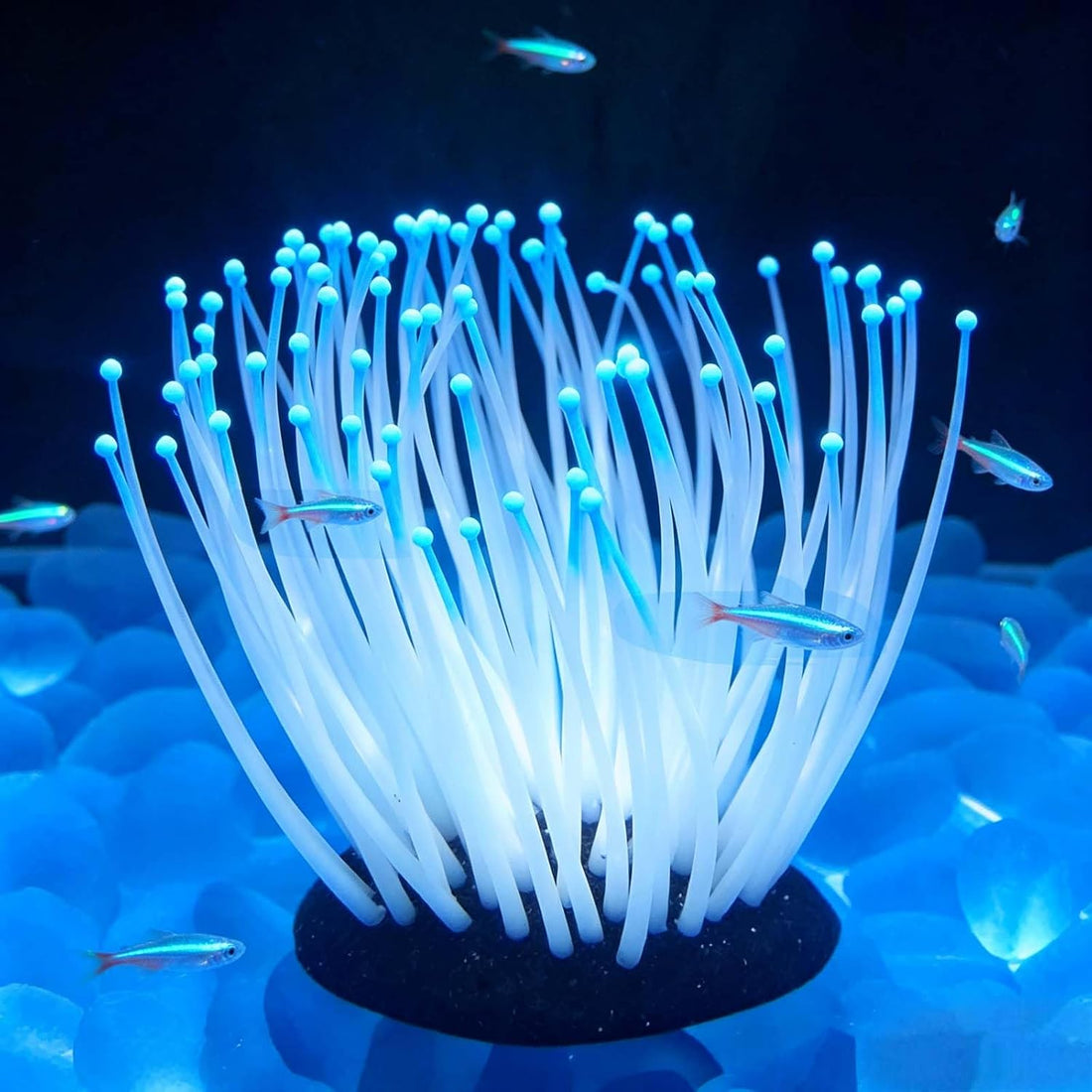 2PCS Artificial Silicone Anemone Coral Plant Glowing Fish Tank Decor