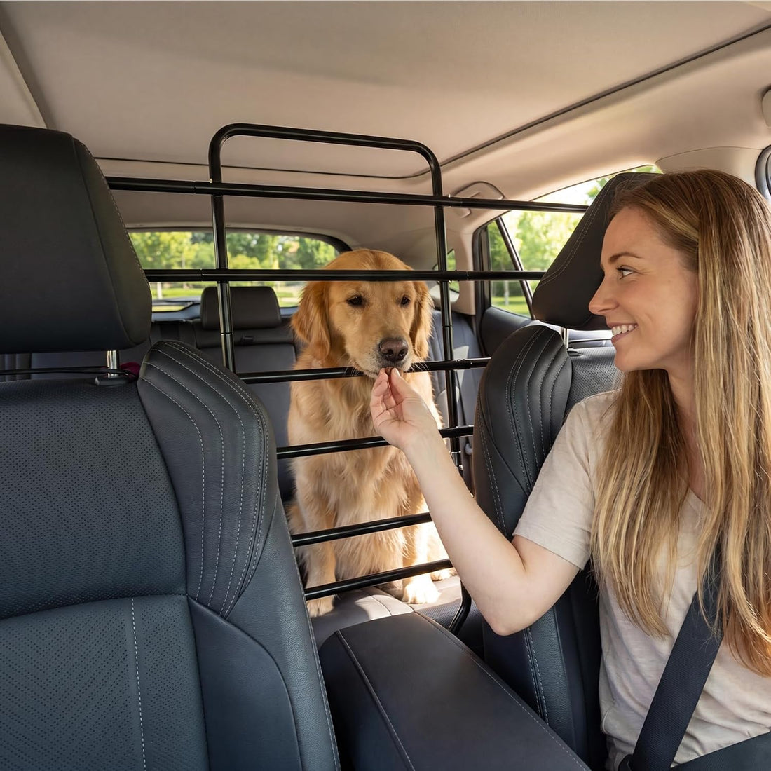 Dog Car Barrier,45"–63" Width Adjustable with 5 Hooks