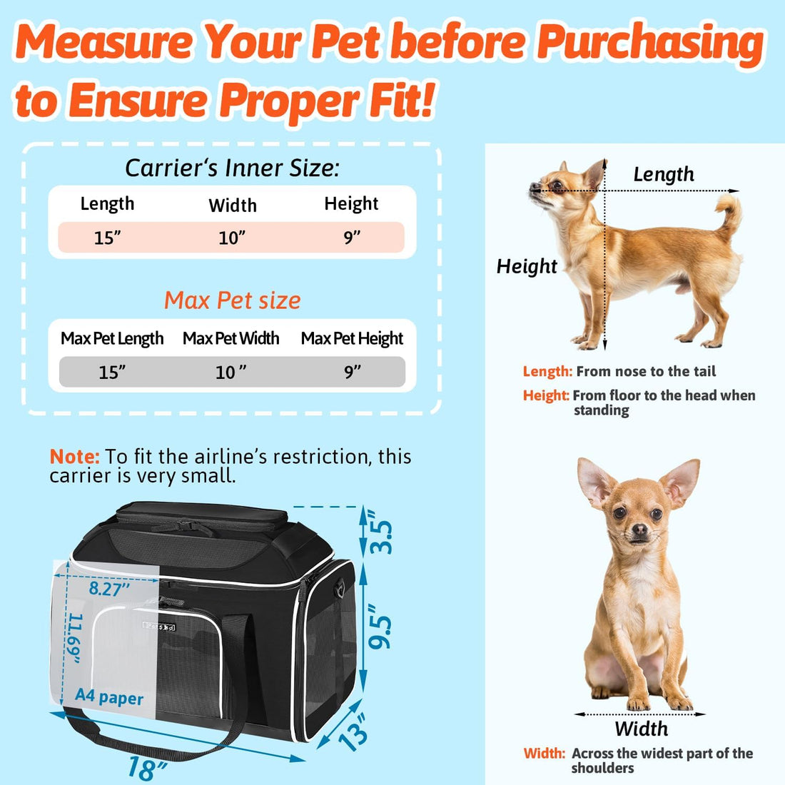 Petskd Top-Expandable Small Pet Carrier with Wheels Airline Approved