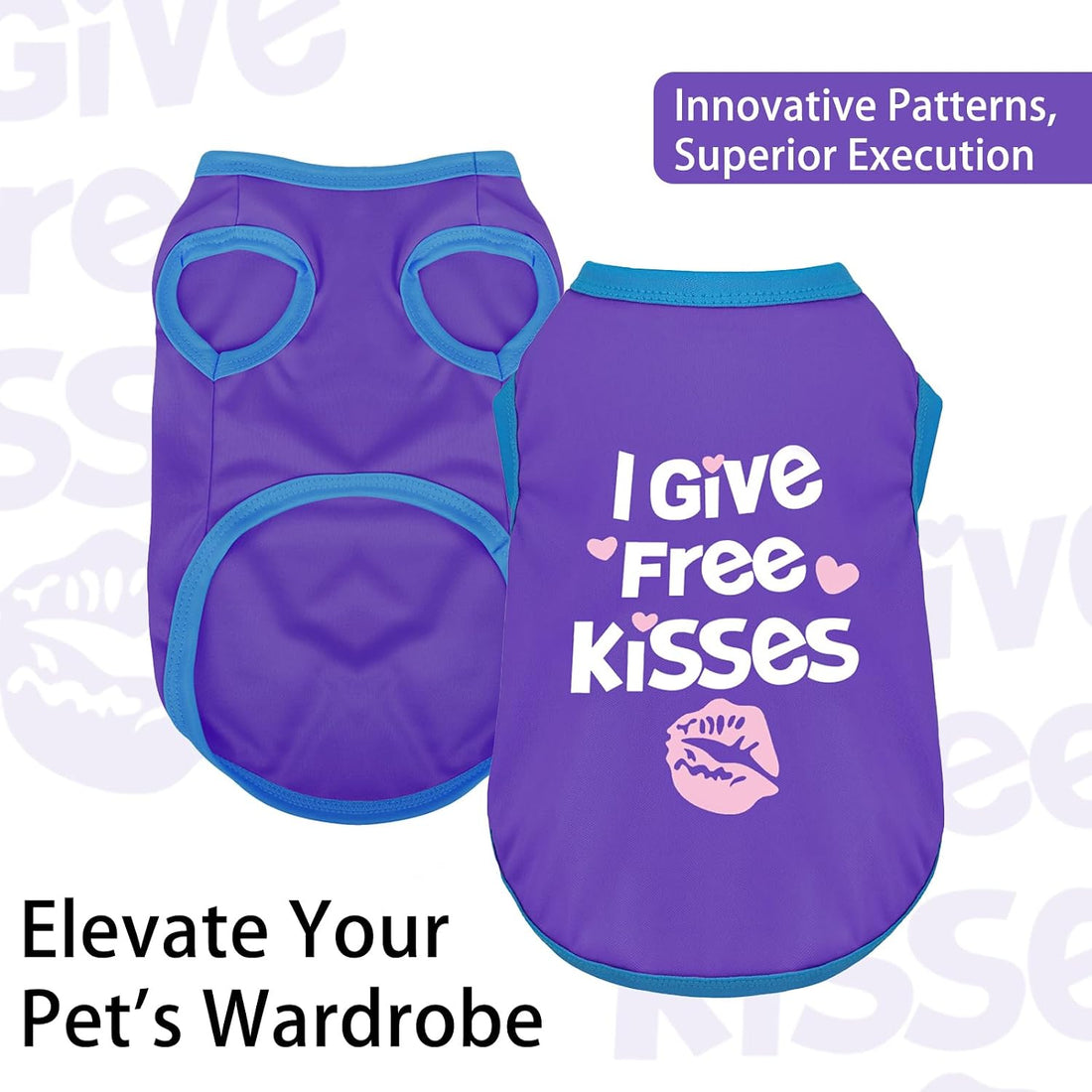 Color-Blocked Dog Tank Top with Playful Heat Transfer Designs