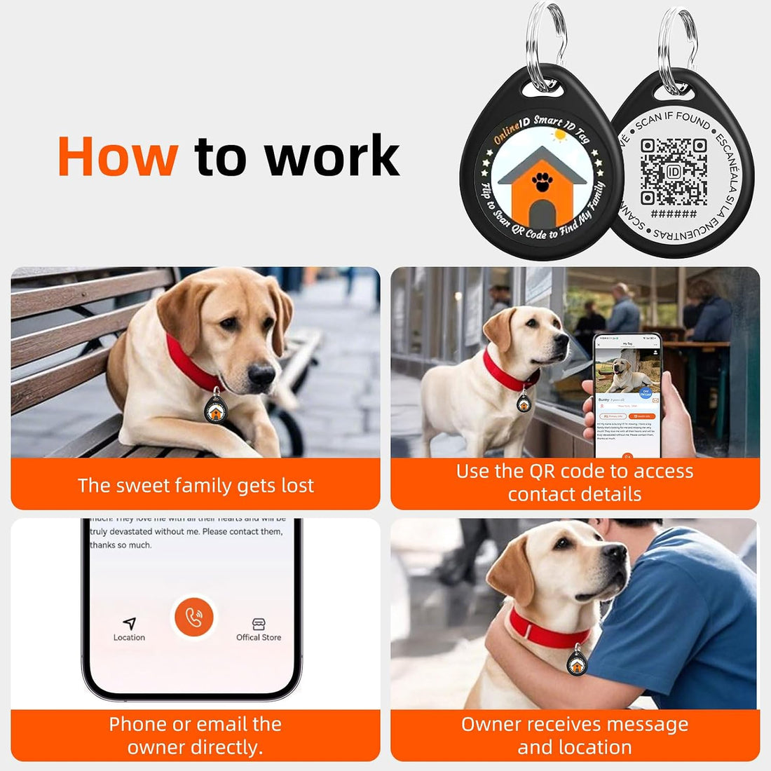 1 Pack Personalized Cat Tags,QR Code Pet ID Tags with Online Profile