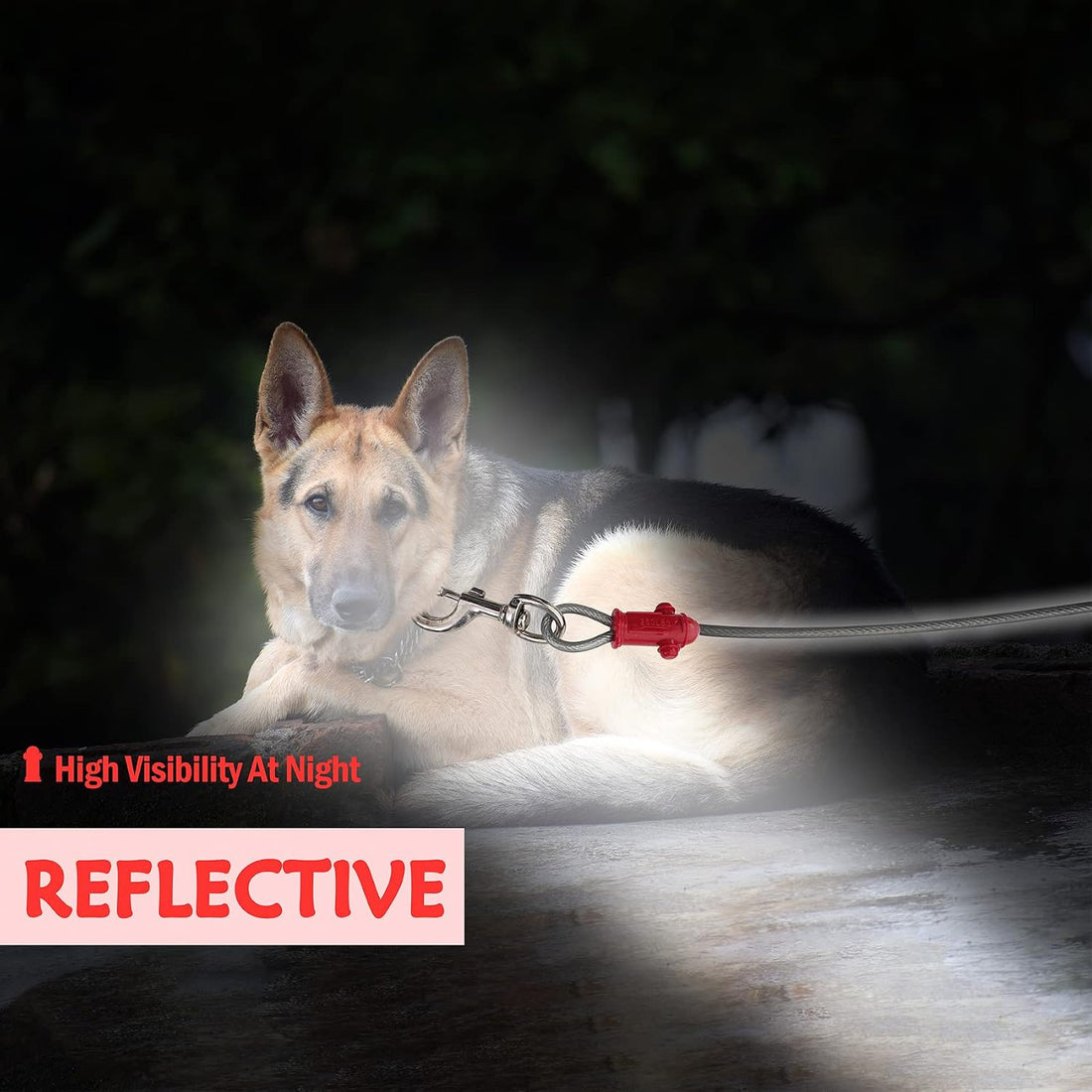 Petest Reflective Tie Out Cable with Crimp Cover for Super Dogs Up