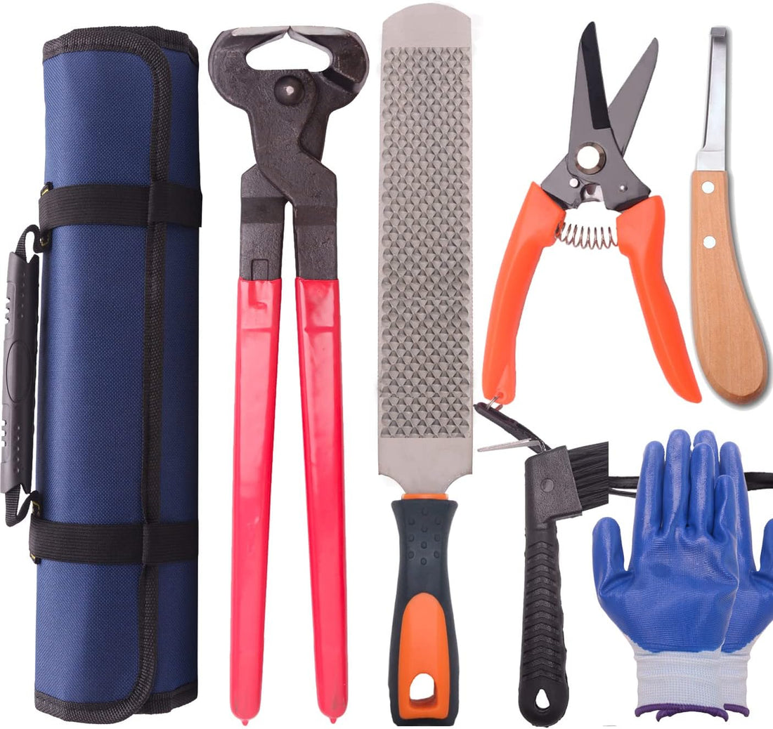 LONG RIVER Horse Farrier Hoof Tool Kit（7 Piece） with Carry Bag Horse