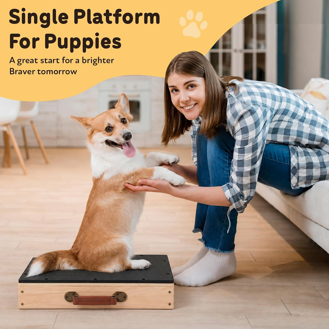 2 PCS Place Board Wooden Connectable Dog Training Platform, Black