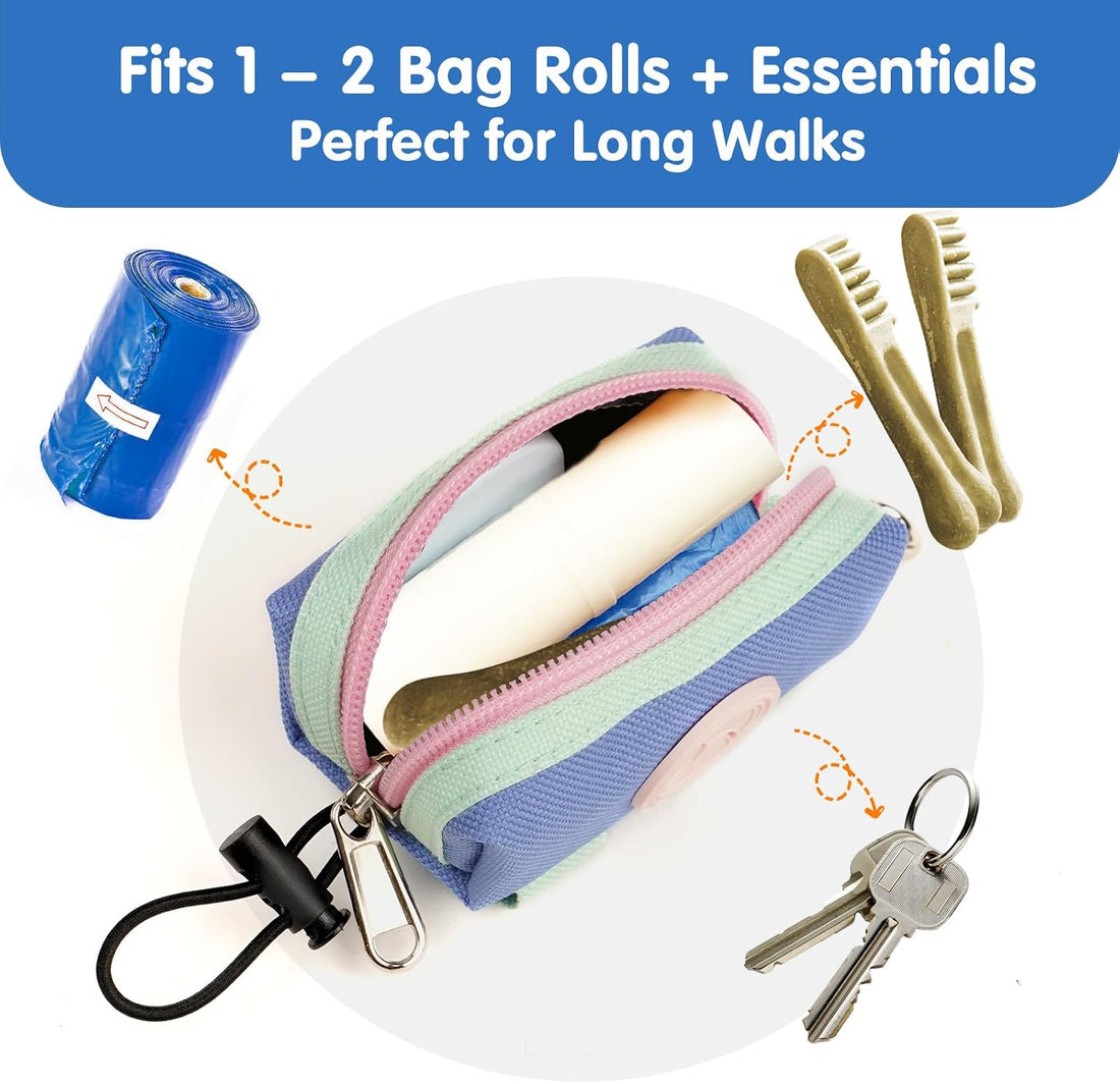 Dog Poop Bag Holder for Leash, Large-Capacity Canvas Pouch, Purple