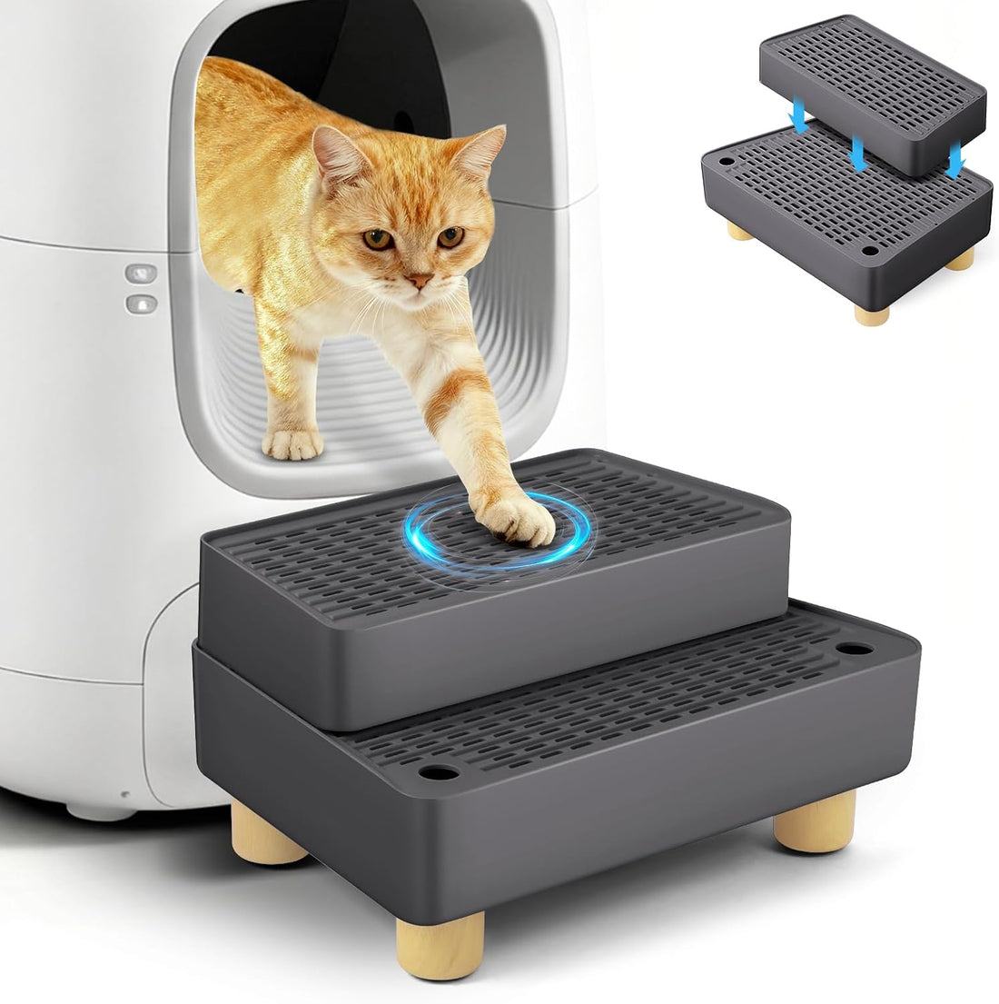 Extra Large 3 Steps Litter Box Ramp