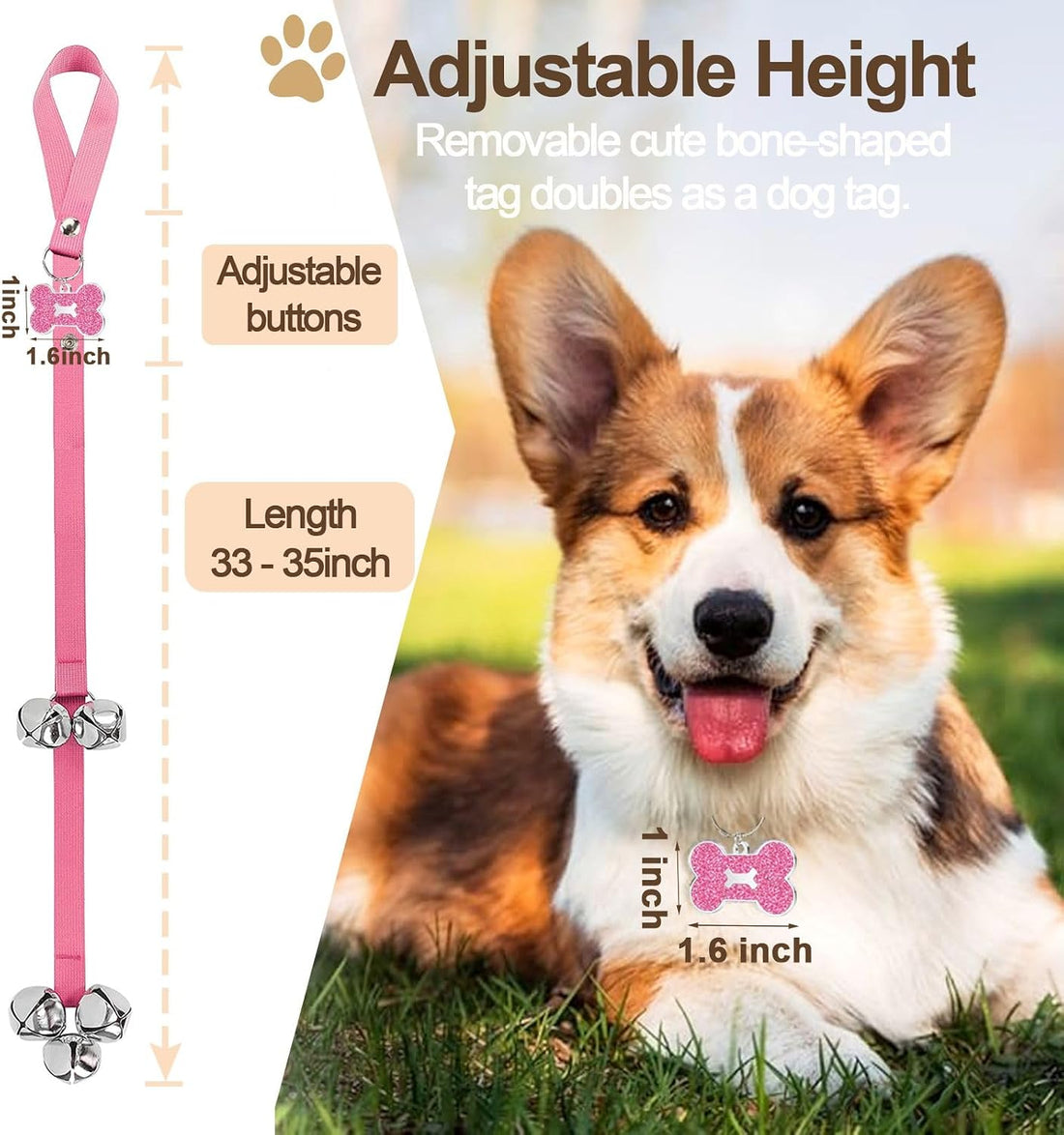 KEXIAVA 2 Pack Dog Door Bells Dog Doorbell to go Outside Puppy Train