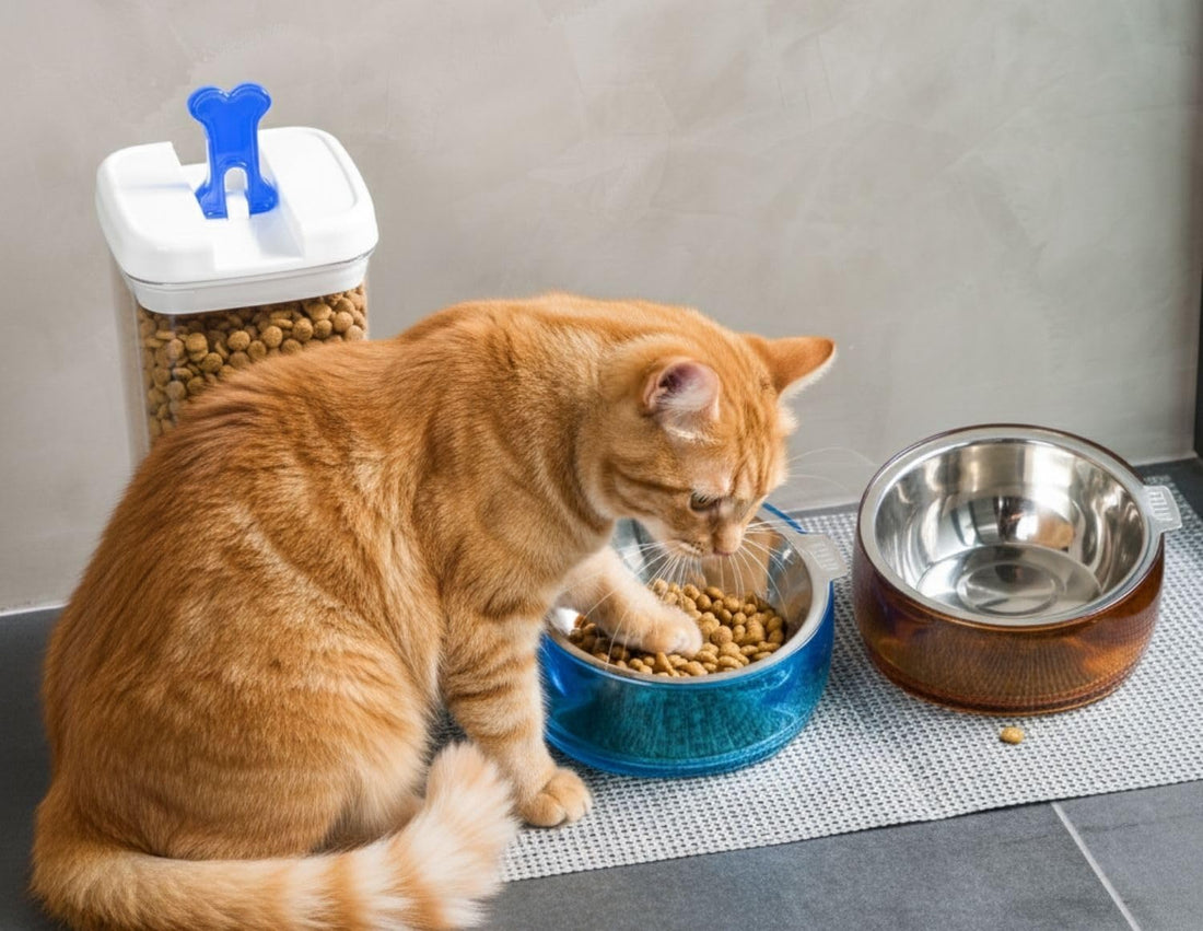 Felli Pet Oblik Whisker Fatigue Cat Food Bowl Raised Stainless Steel