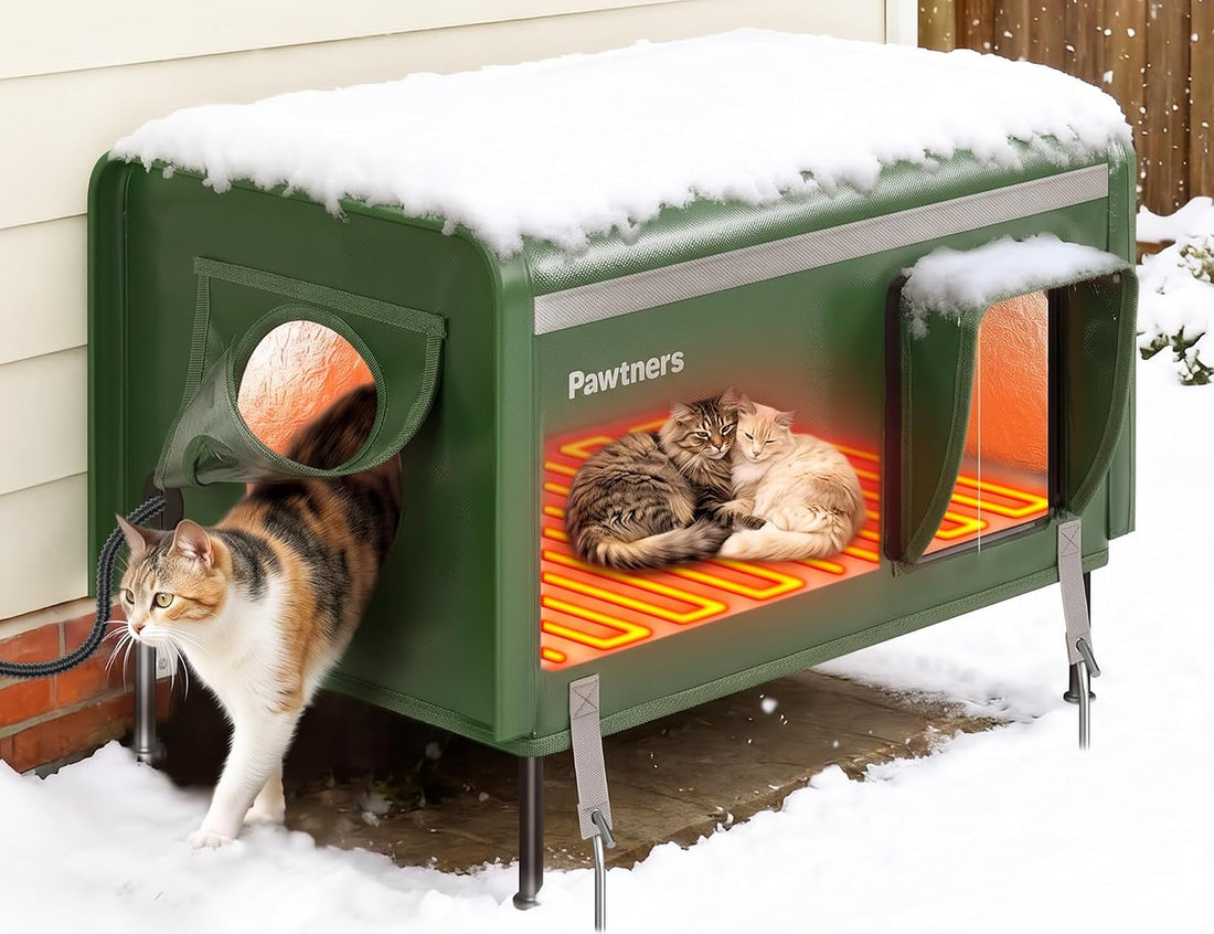 Pawtners 32'' XXL Heated Outdoor Cat House for Outside feral Cats