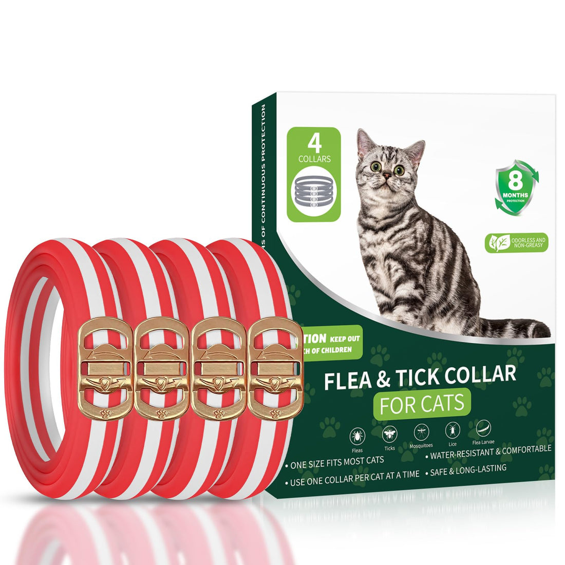 Flea Collar for Cats, 4 Pack Flea and Tick Prevention for Cats