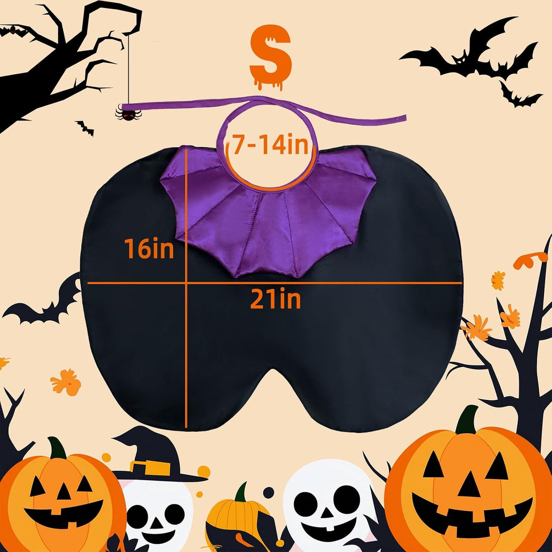 Small Dog Costume for Halloween, Vampire Cloak Dog Halloween Costume