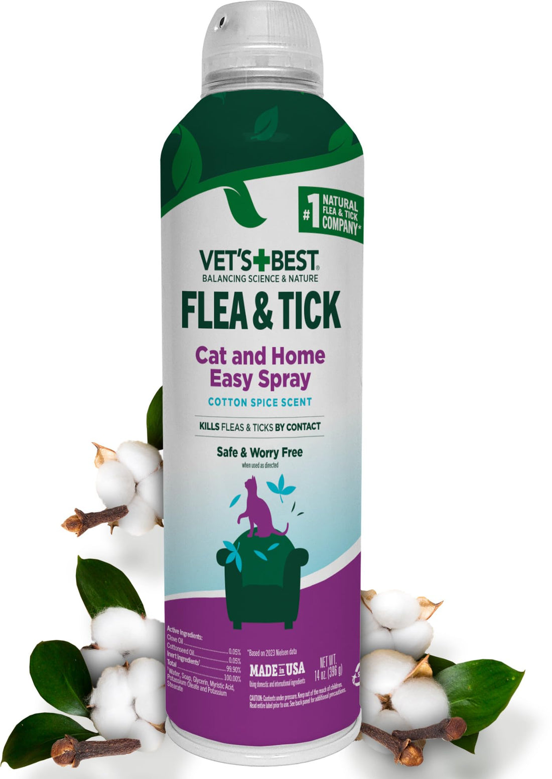 Vet's Best Natural Flea & Tick Easy Spray for Cats