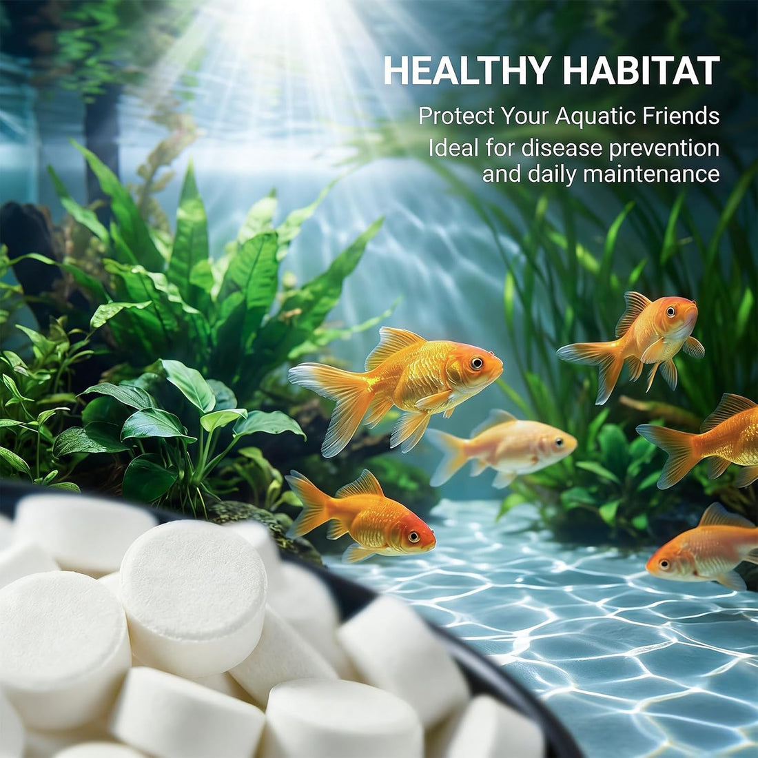 MAQIHAN 150 Tablets Aquarium Salt - Freshwater Tank & Koi Pond Salt