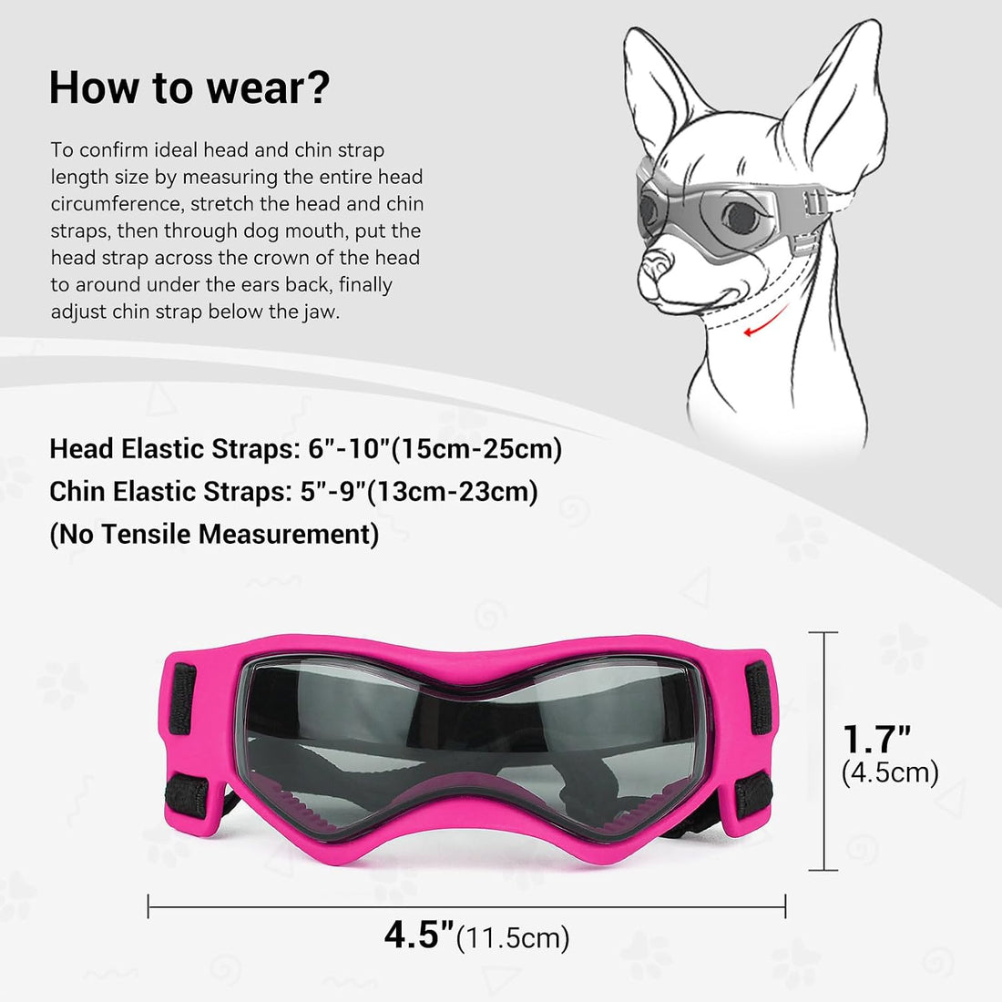 Small Breed Dog Goggles, Pink Sunglasses with UV Protection