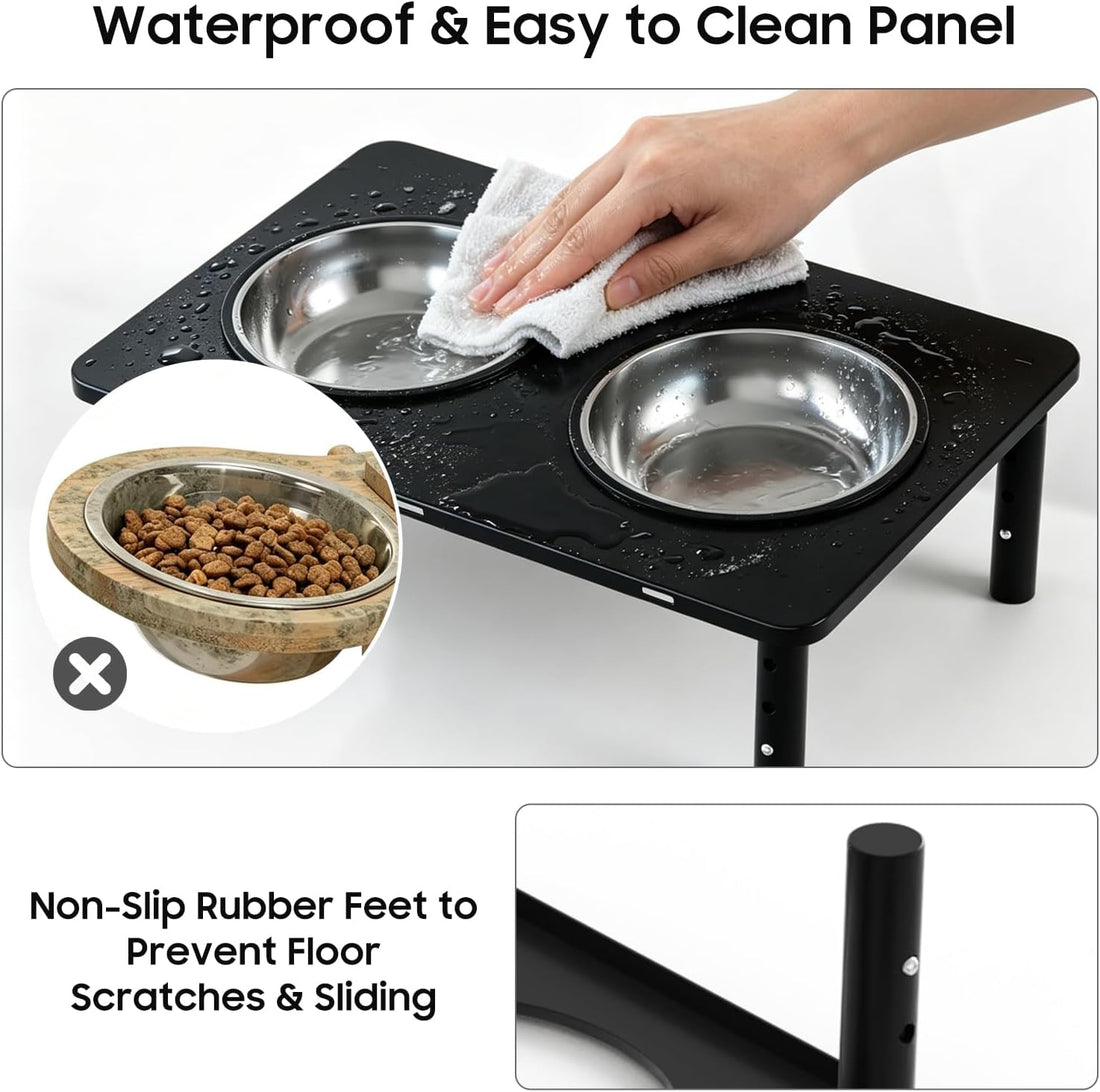 Adjustable Elevated Cat Bowls,6°/12° Tilted Cat Bowl Stand