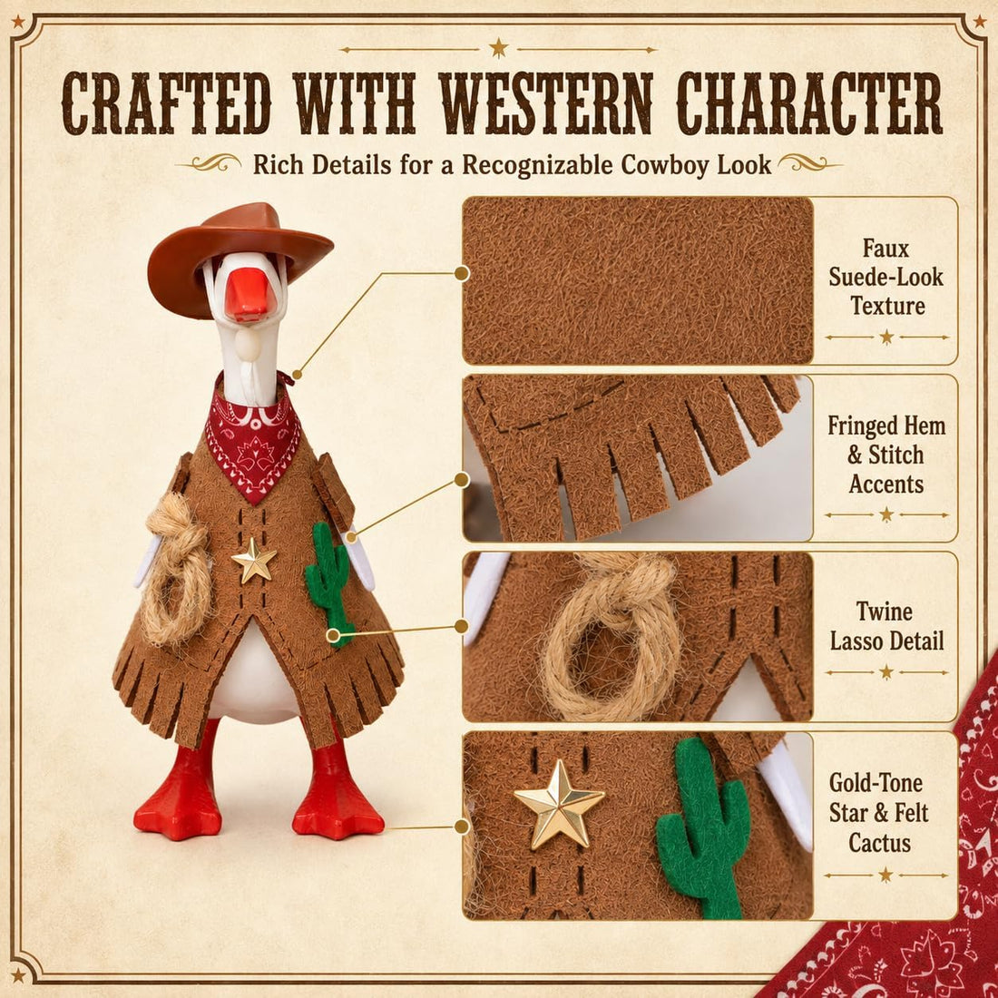 7 Inch Desk Goose Cowboy Outfit